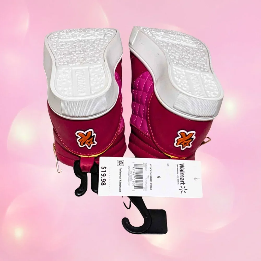 NWT Karma's World Toddler Shoes Pink Glitter High Top Zippper Sneakers Size 9